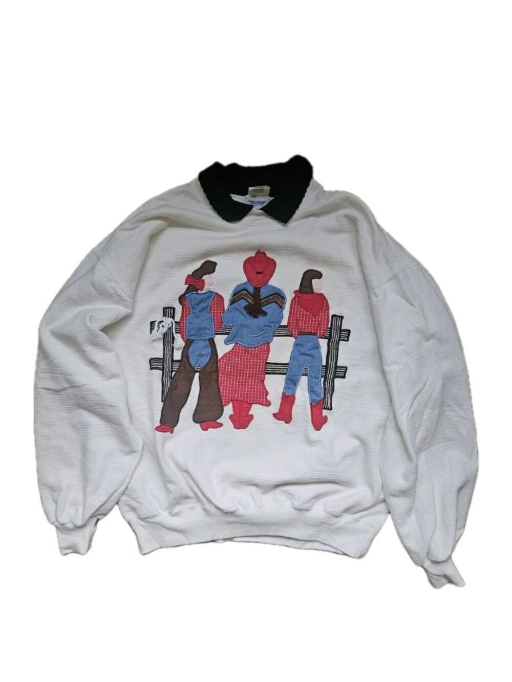 Vintage 90s Cheeks Cowgirl Cowboy Kitsch collar Sweatshirt Top 90s 3D Butt Chaps